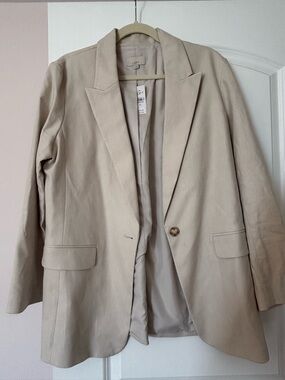 LOFT Light Beige Single-Button Blazer